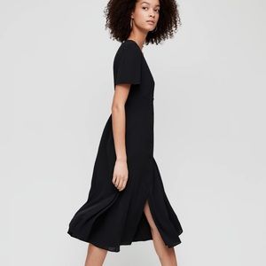 Aritzia Babaton Elin Dress Black Buttoned Size XS Short Sleeves Fully Lined